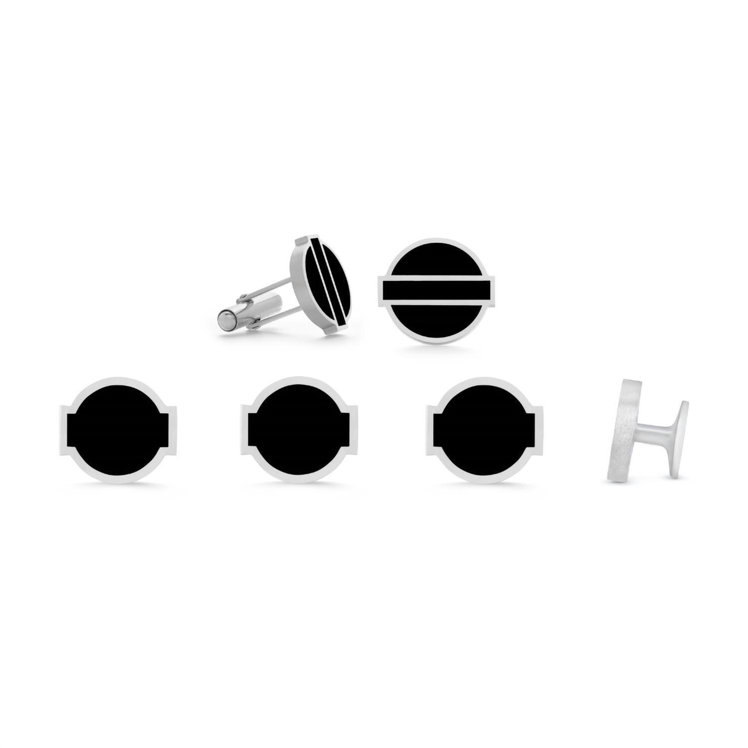 New Mission Atelier Men's Fusion Cufflinks And Studs Set In Black Enamel